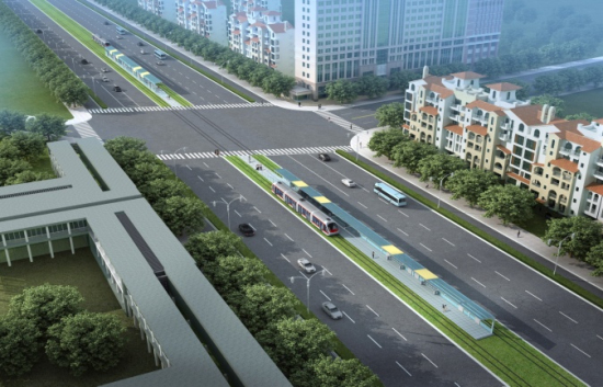 大漢陽(yáng)地區(qū)現(xiàn)代有軌電車試驗(yàn)線BT項(xiàng)目效果圖